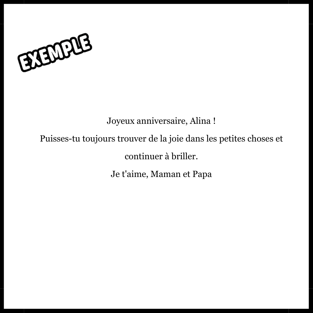 Message de dédicace personnalisé