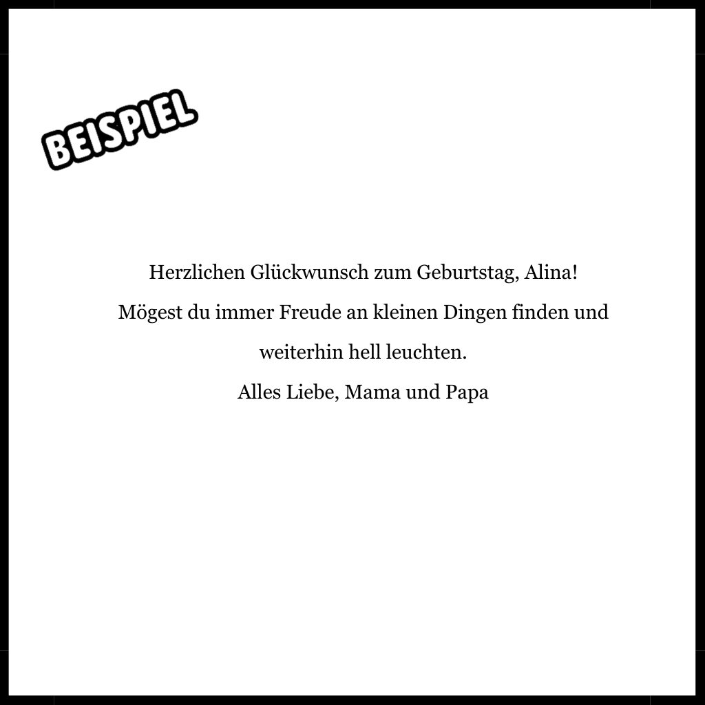 Personalisierte Widmungsnachricht